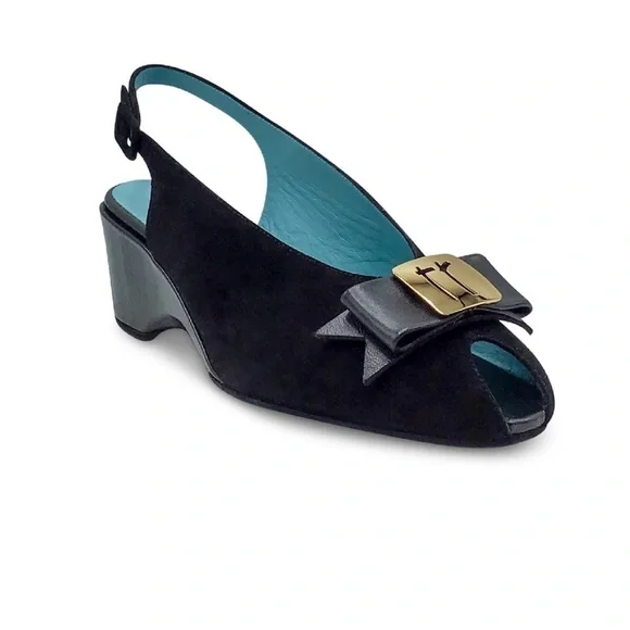 Thierry Rabotin Campbell 9243 Peep Toe Slingback in Black Suede Size 7.5 - Picture 5 of 10